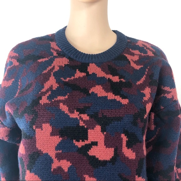 Joie Brycen Camo Wool Sweater Multicolored Medium - Picture 3 of 8